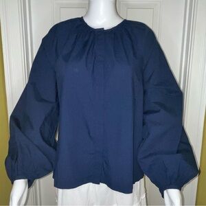 Universal Thread Women's Balloon Long Sleeve Navy Blue Blouse Top Size Small